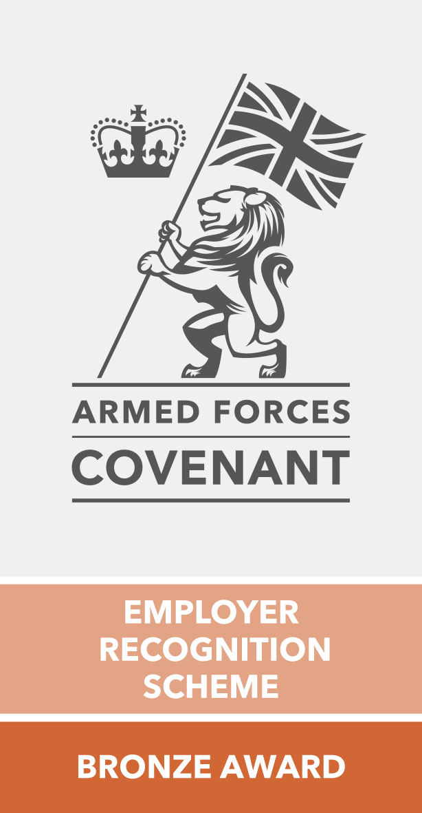 Armed Forces Covenant and Employer Recognition Scheme Bronze Award logo.