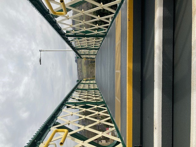 Main deck of the Furness Vale Station footbridge.