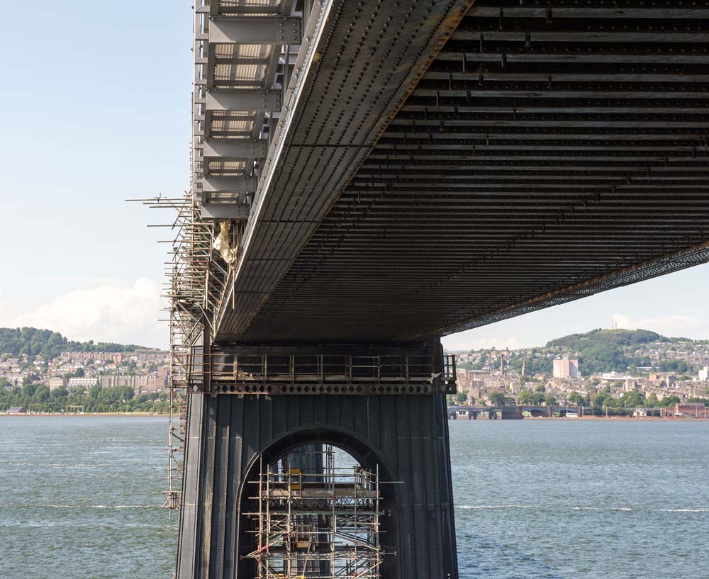 Scaffolding on the Royal Albert Bridge over the River Tamar. 