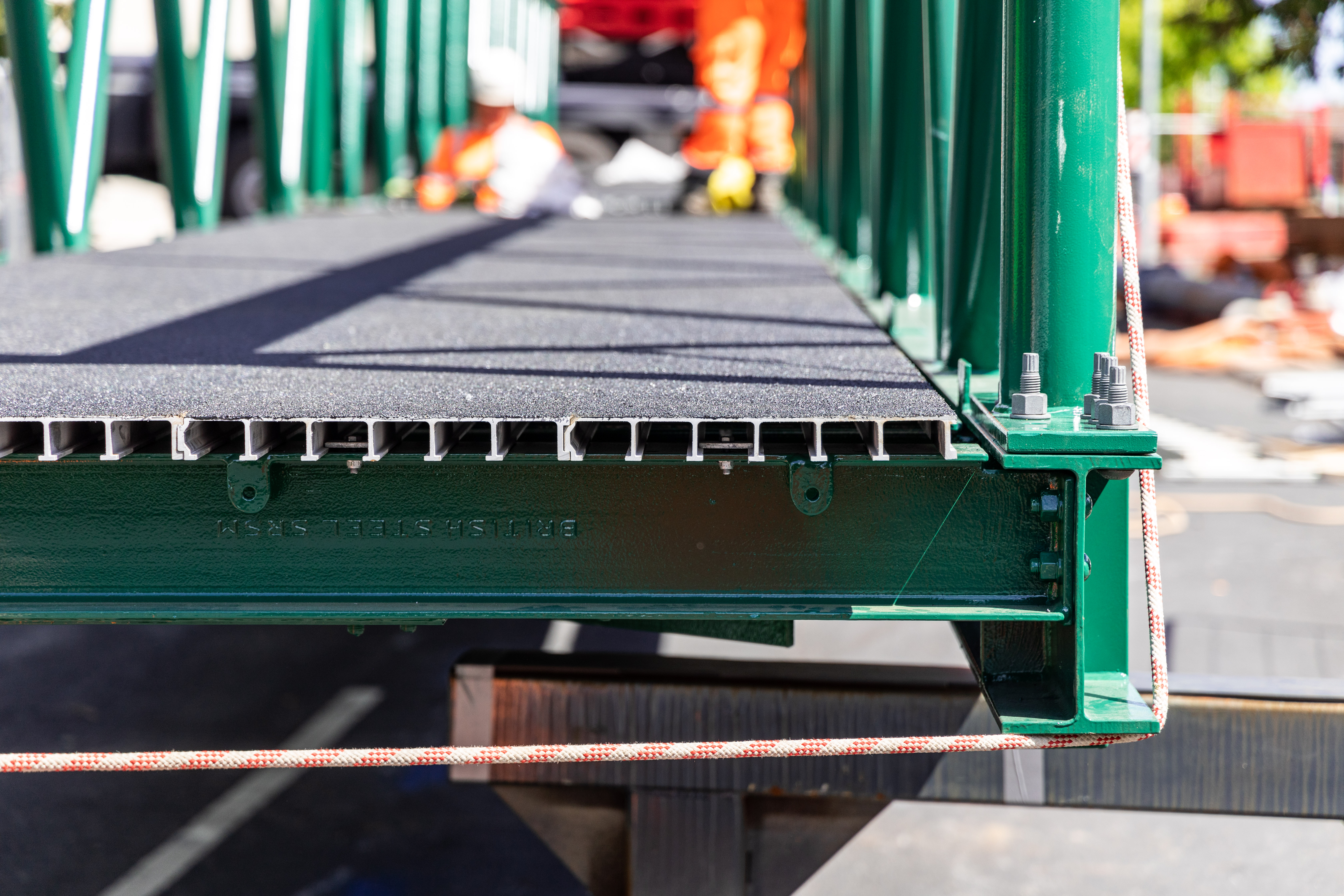 Close up of GRP footbridge deck.