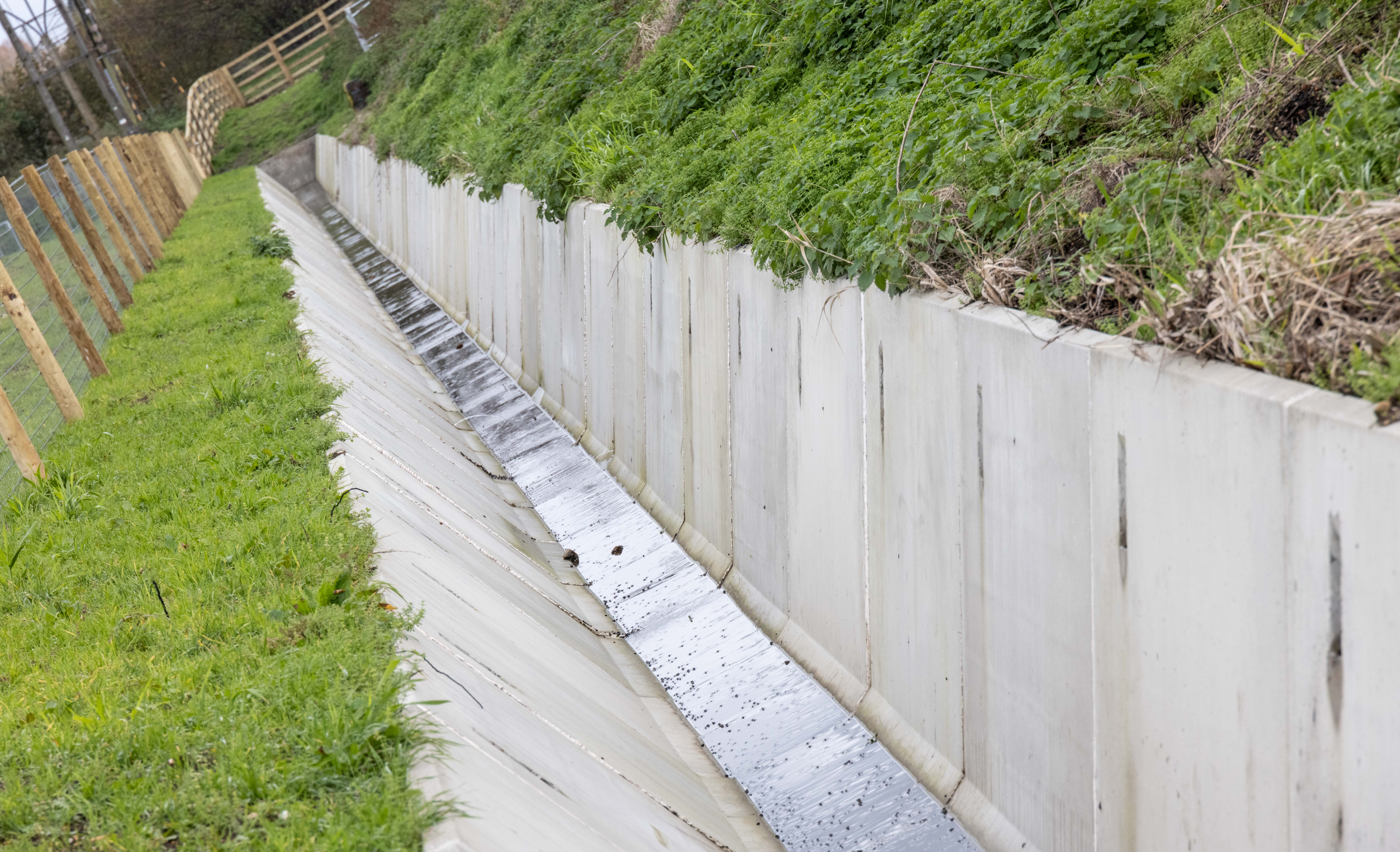 Muntons embankment with new drainage system installed.