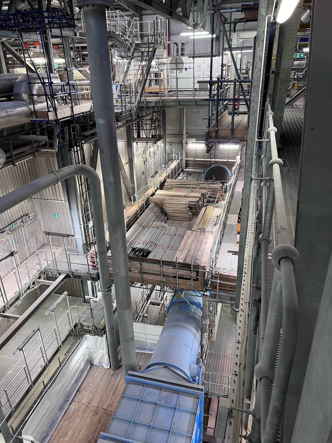 Inside industrial plant.