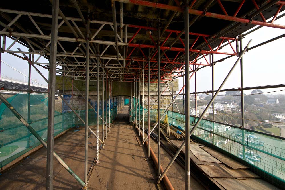 Scaffolding underneath Royal Albert Bridge.